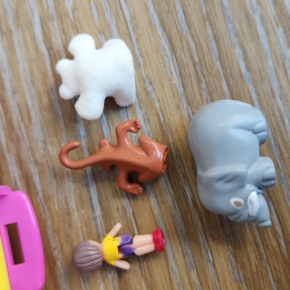 Polly Pocket Wild Zoo World Pink Square Compact Elephant Polar Bear Monkey - Picture 3 of 9